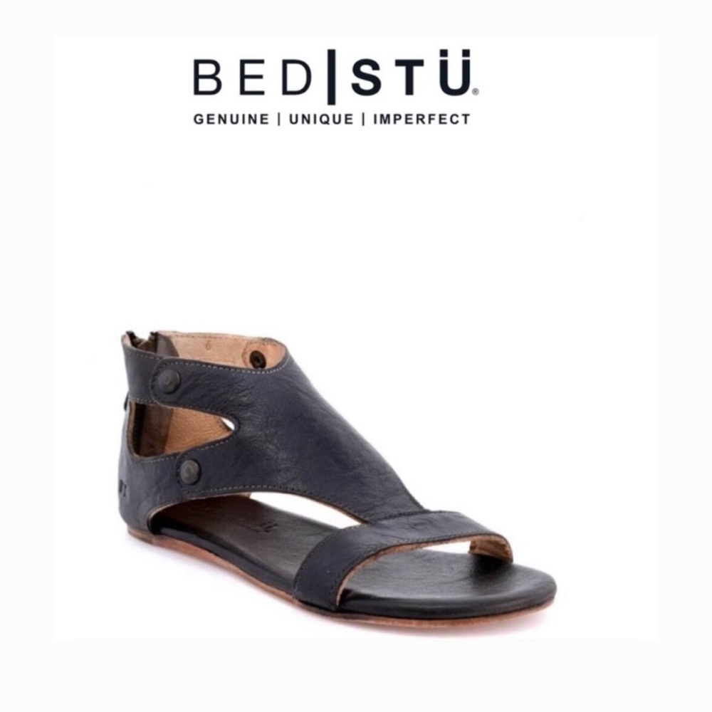 BED STU Soto Leather Cutout Back-Zip Sandals